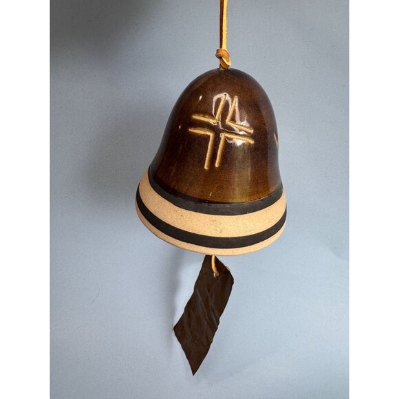 Native American Southwestern Pottery Bell With Leather Cord & Metal Clapper - Picture 7 of 9